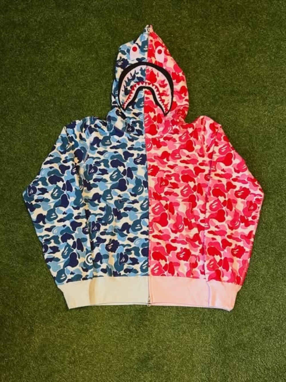 Light Blue And Pink Split Bape Hoodie